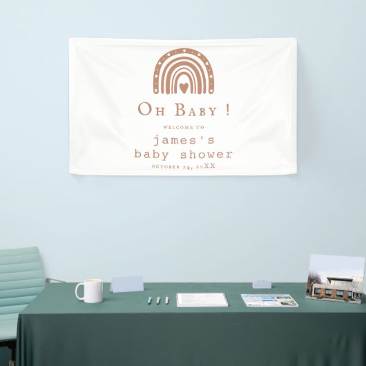 Bannière de Baby Shower Rustique Moderne – Emelia (Salon professionnel)