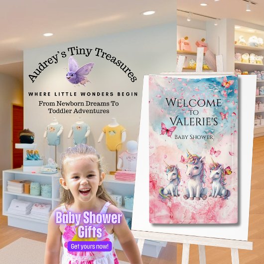 Bannière de Baby shower Unicorne enchantée