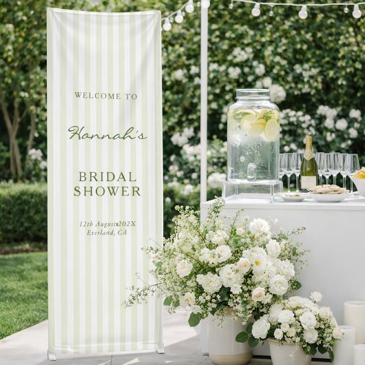 Bannière de baiser de mariage avec rayure vert oli