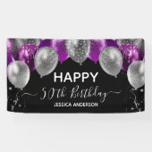 Bannière de ballons argent et violet pour 50e anni (Horizontal)