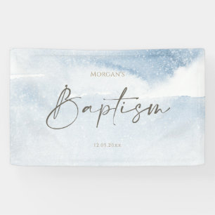 Bannière de baptême garçon aquarelle bleue