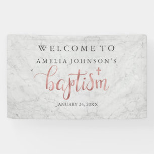 Bannière de baptême Rose Gold Marble