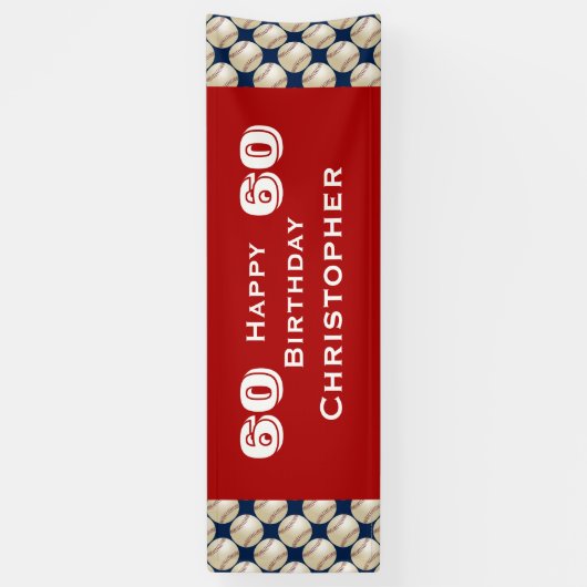Bannière de baseball de 60e fête d'anniversaire, A (Vertical)