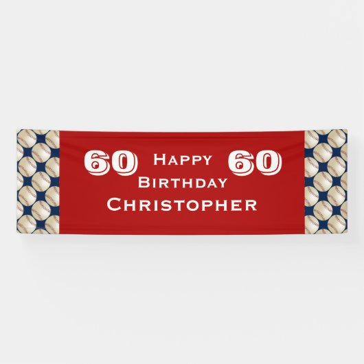 Bannière de baseball de 60e fête d'anniversaire, A (Horizontal)