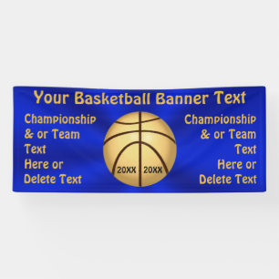 Bannière de basket-ball en bleu et en or avec 4 b