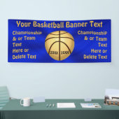 Bannière de basket-ball en bleu et en or avec 4 bo (Salon professionnel)