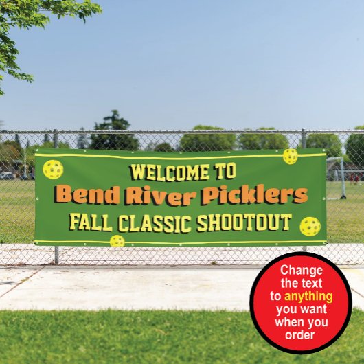 Bannière de bienvenue au tournoi de pickleball