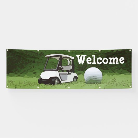 Bannière de bienvenue de golf avec voiturette de g (Horizontal)