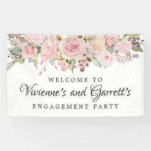 Bannière de bienvenue de la fête d'engagement flor