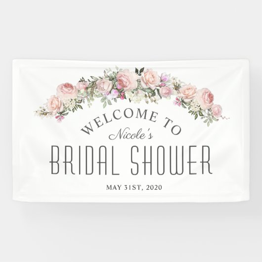 Bannière de bienvenue de la Fête des mariées flora (Horizontal)