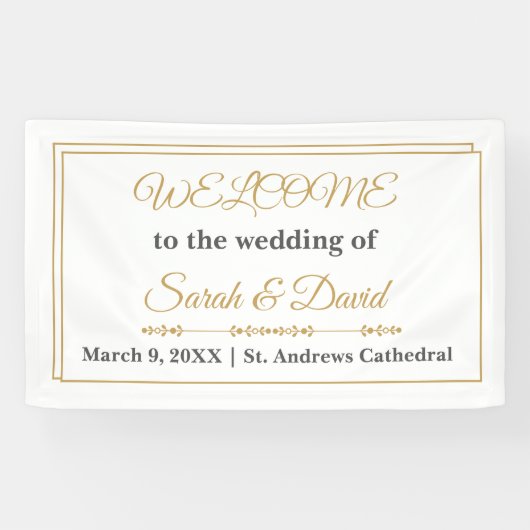 Bannière de bienvenue de mariage à double bordure (Horizontal)