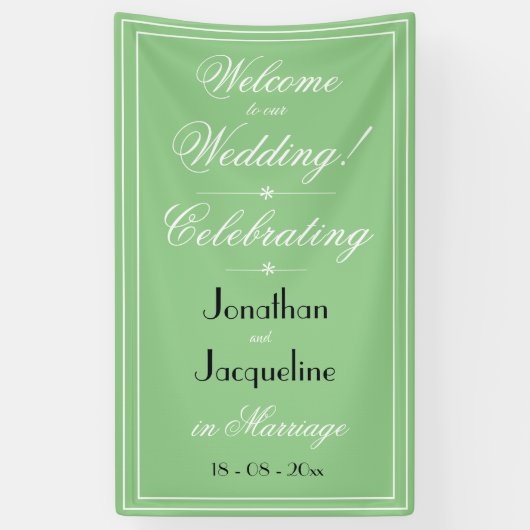 Bannière de bienvenue de mariage chic vert clair é (Vertical)