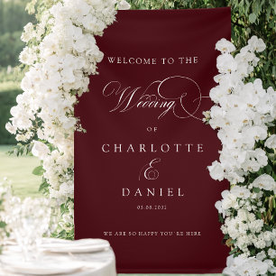 Bannière de bienvenue de mariage élégante en borde