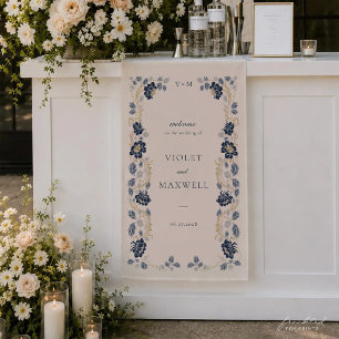 Bannière de bienvenue de mariage en tissu floral b