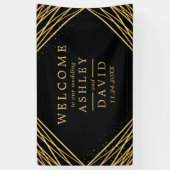 Bannière de bienvenue de mariage géométrique noir (Vertical)