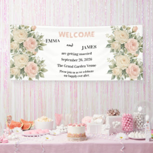 Bannière de bienvenue de mariage minimal eucalyptu