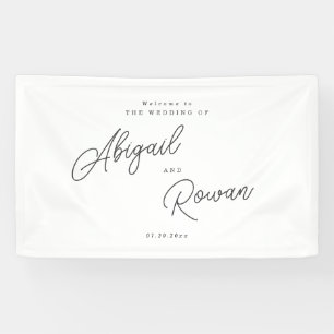 Bannière de bienvenue de mariage minimaliste noir