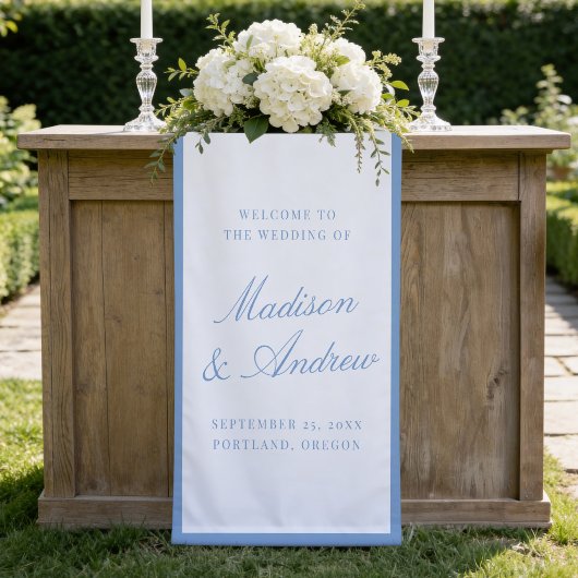 Bannière de bienvenue de mariage moderne à bordure