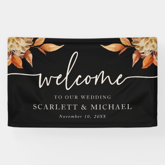 Bannière de bienvenue de mariage noir (Horizontal)