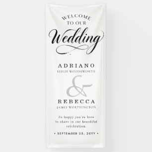 Bannière de bienvenue de mariage personnalisée élé