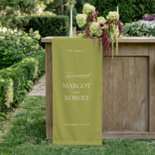 Bannière de Bienvenue de Mariage Vert Olive