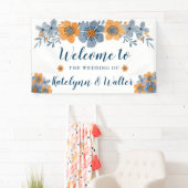 Bannière de bienvenue du Mariage aux fleurs bleues (En situation)