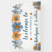 Bannière de bienvenue du Mariage aux fleurs bleues (Vertical)