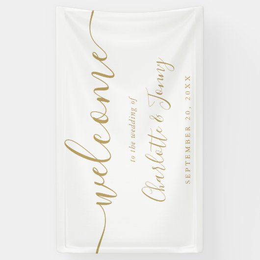 Bannière de bienvenue du Mariage de script Gold (Vertical)