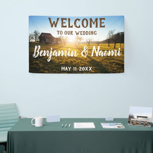 Bannière de bienvenue du Mariage du coucher de sol (Salon professionnel)