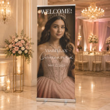Bannière de bienvenue élégante pour Quinceañera