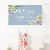 Bannière de bienvenue mariage Aquarelle Plantes su (En situation)