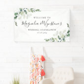 Bannière de bienvenue mariage Eucalyptus (En situation)
