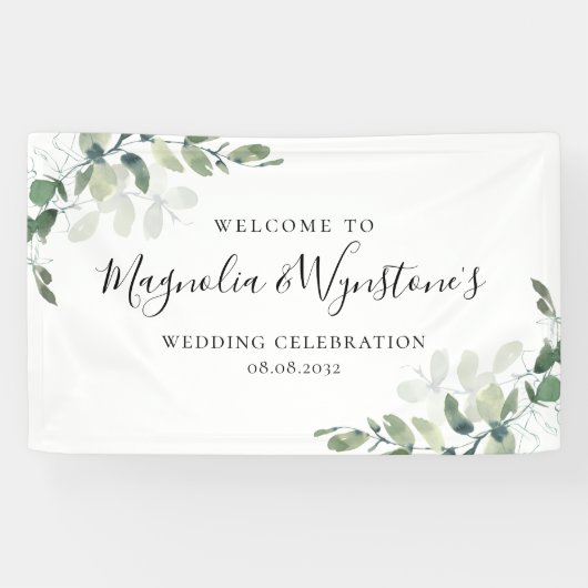 Bannière de bienvenue mariage Eucalyptus (Horizontal)