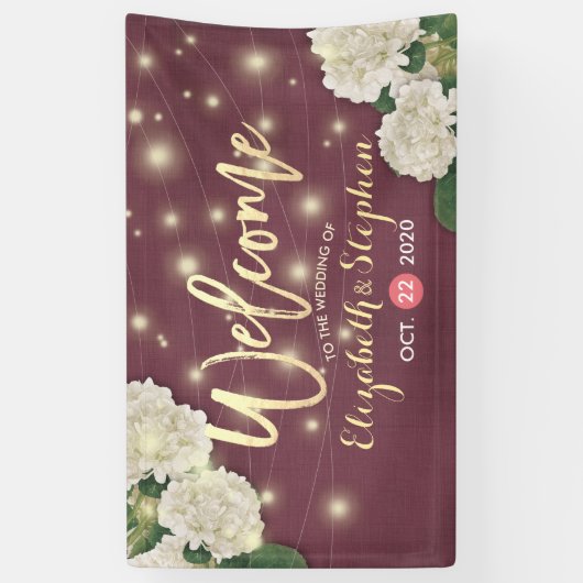 Bannière de bienvenue mariage Hydrangea String Lig (Vertical)