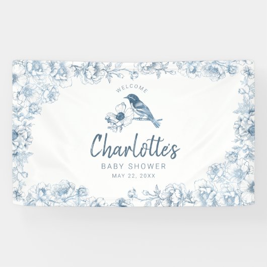 Bannière de bienvenue pour Baby Shower Dusty Blue (Horizontal)