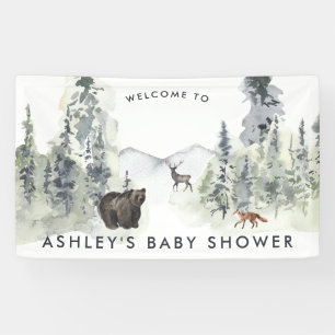 Bannière de bienvenue pour Baby Shower Forêt Boi
