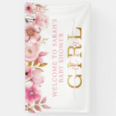 Bannière de Bienvenue pour Baby Shower Rose Fleuri (Vertical)