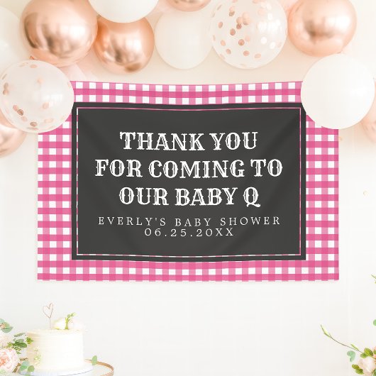 Bannière de bienvenue pour le Baby shower rose Q