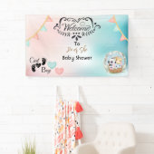 Bannière de bienvenue sur le Baby shower de révéla (En situation)