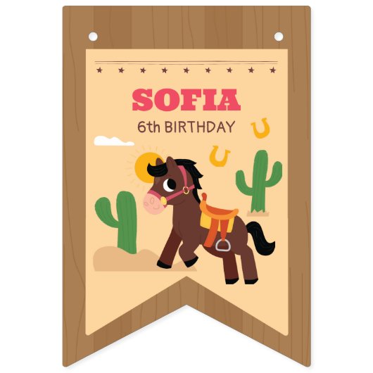 Bannière de bottes d'anniversaire Super Cute Horse (Premier drapeau)