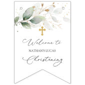 Bannière de bouquet Green Gold Foliage Christening (Troisième drapeau)