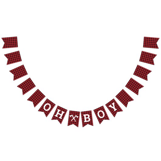 Bannière de Bunting Baby shower Plaid Oh Garçon (Tout)