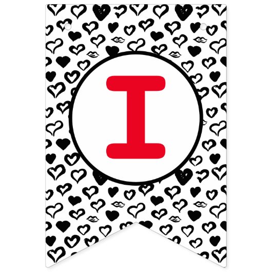 Bannière de Bunting Coeurs mignons (Troisième drapeau)