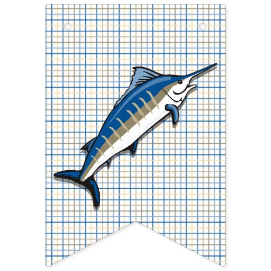 Bannière de Bunting - Marlin bleu sur Plaid (Premier drapeau)