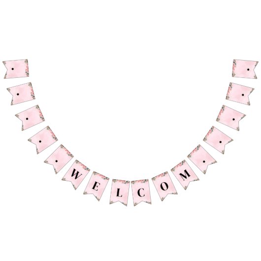 Bannière de Bunting rose personnalisable - Bienven (Tout)