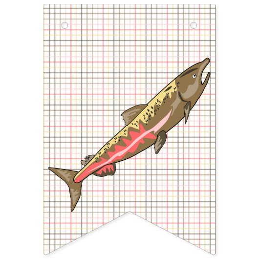 Bannière de Bunting - Saumon Chinook sur Plaid (Premier drapeau)