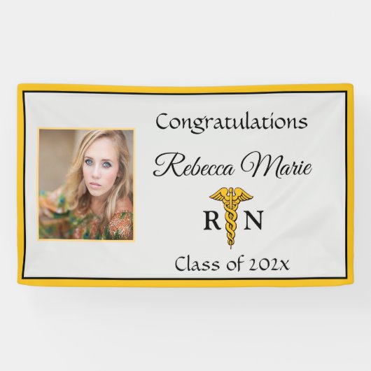 Bannière de caducée de fin d'études d'infirmière d (Horizontal)