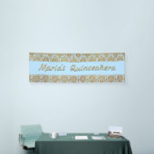 Bannière de célébration Gold et Blue Damask (Salon professionnel)