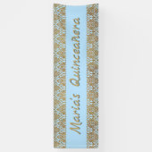Bannière de célébration Gold et Blue Damask (Vertical)