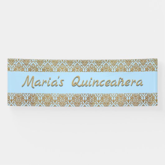 Bannière de célébration Gold et Blue Damask (Horizontal)